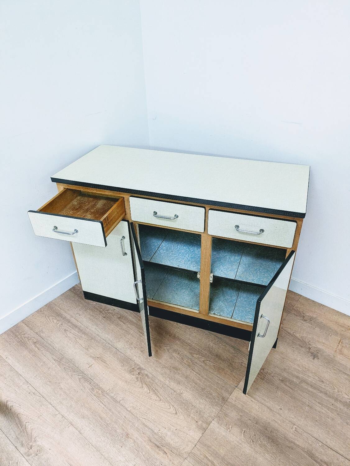 Vintage formica & wood sideboard