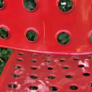 Omstak chair by Rodney Kinsman, vintage red metal.