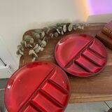 Set of two fondue plates and serving dish