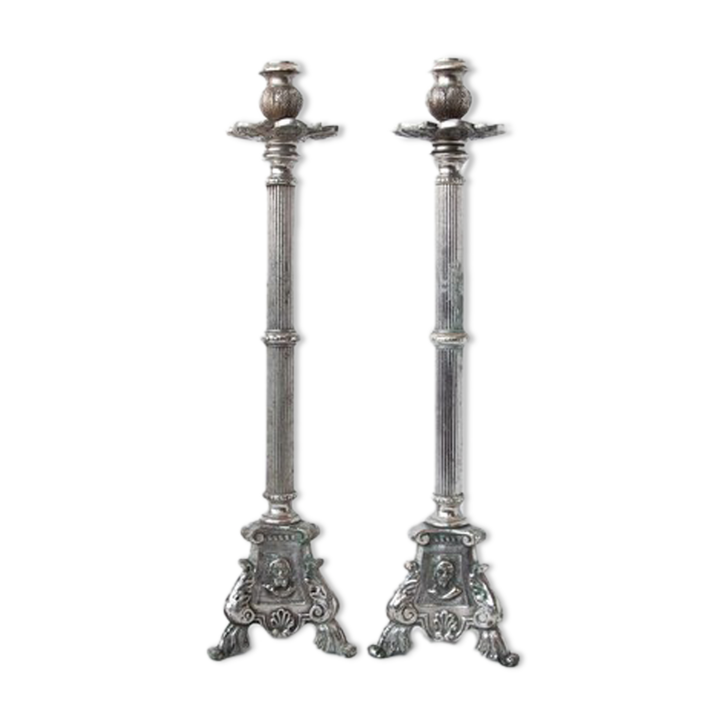 Pair of candle holders, vintage candle holder, silver brass candle holder, church, candle holder, tripod, chandelier