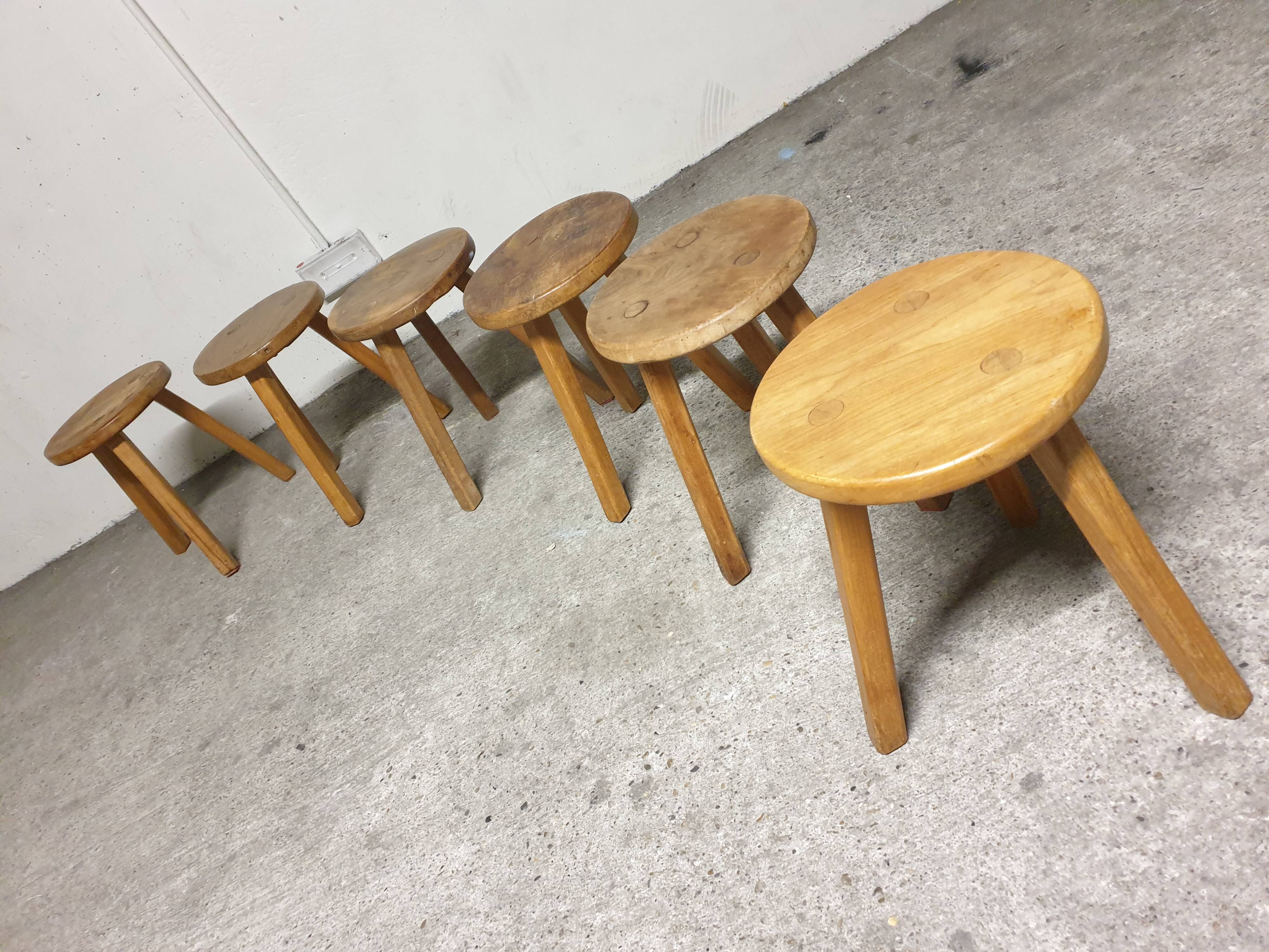 Mid-century wooden tripod stool