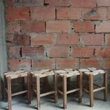 Set of 4 authentic wooden stools