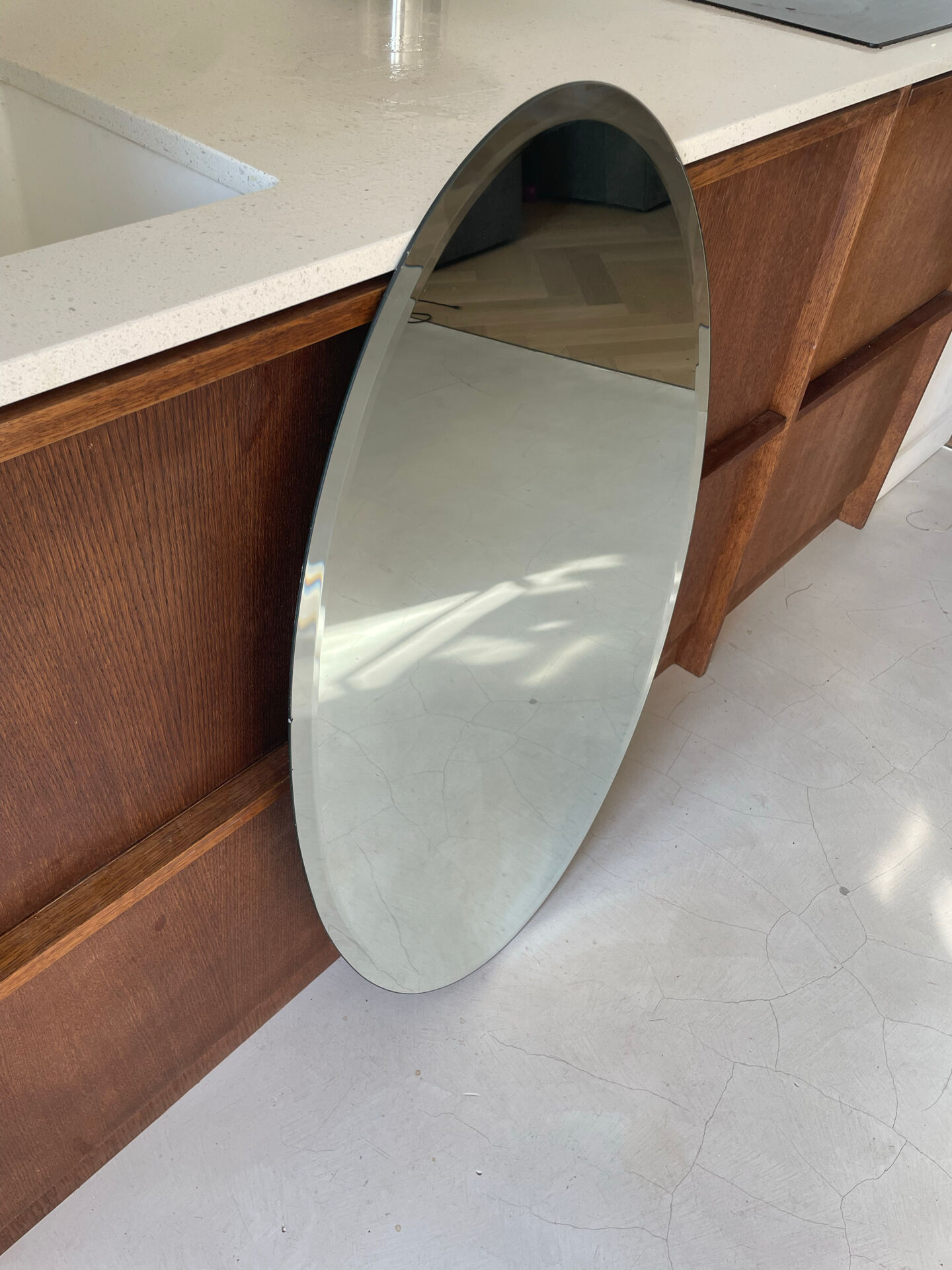 Grand miroir ovale vintage
