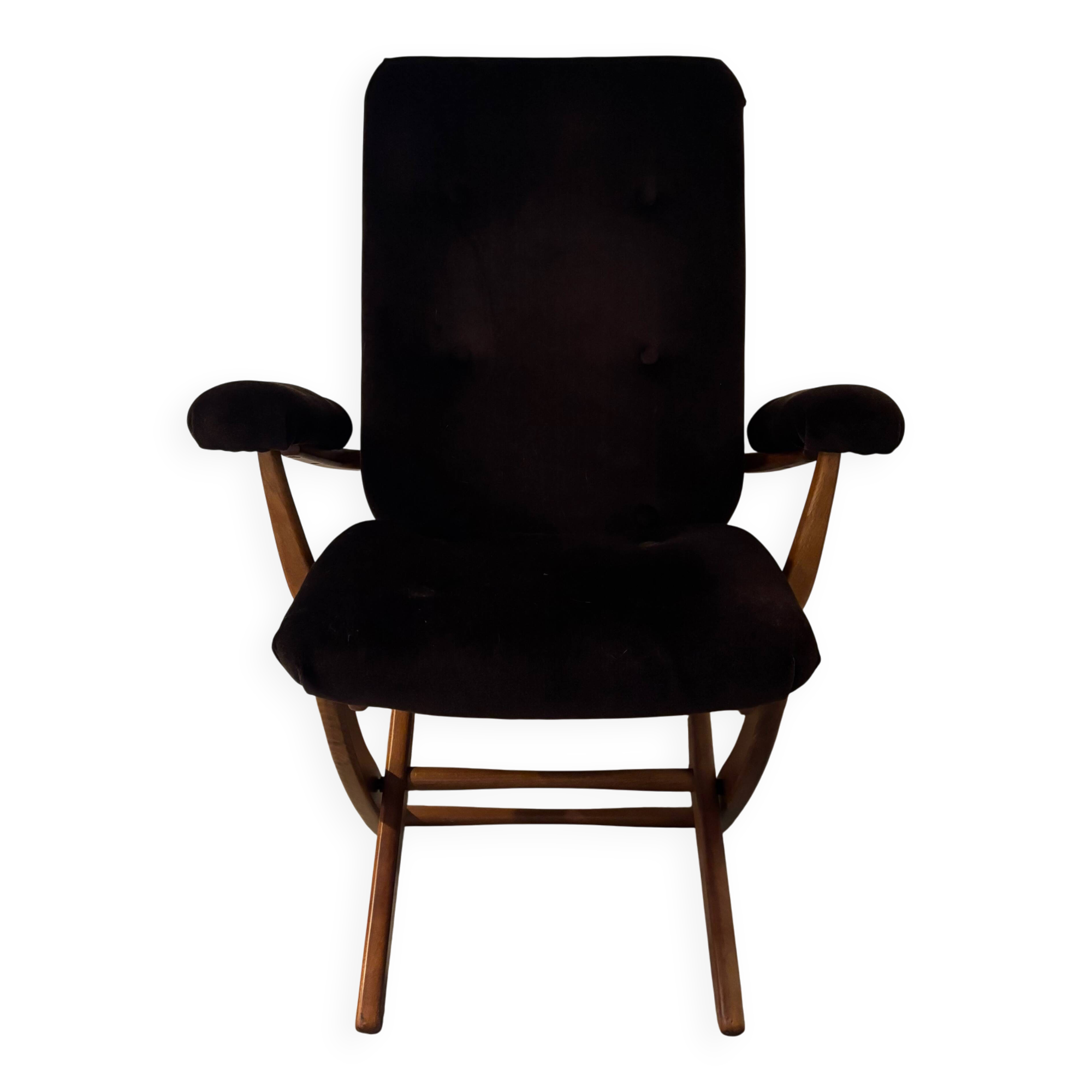 Vintage Scandinavian style reclining armchair, adjustable tilt.