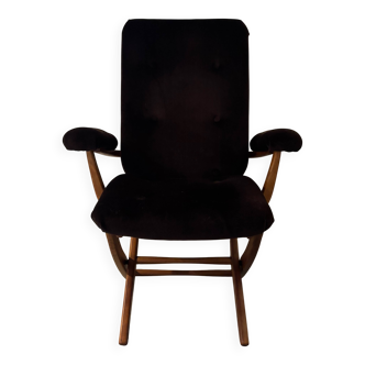 Vintage Scandinavian style reclining armchair, adjustable tilt.