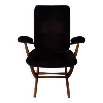 Vintage Scandinavian style reclining armchair, adjustable tilt.