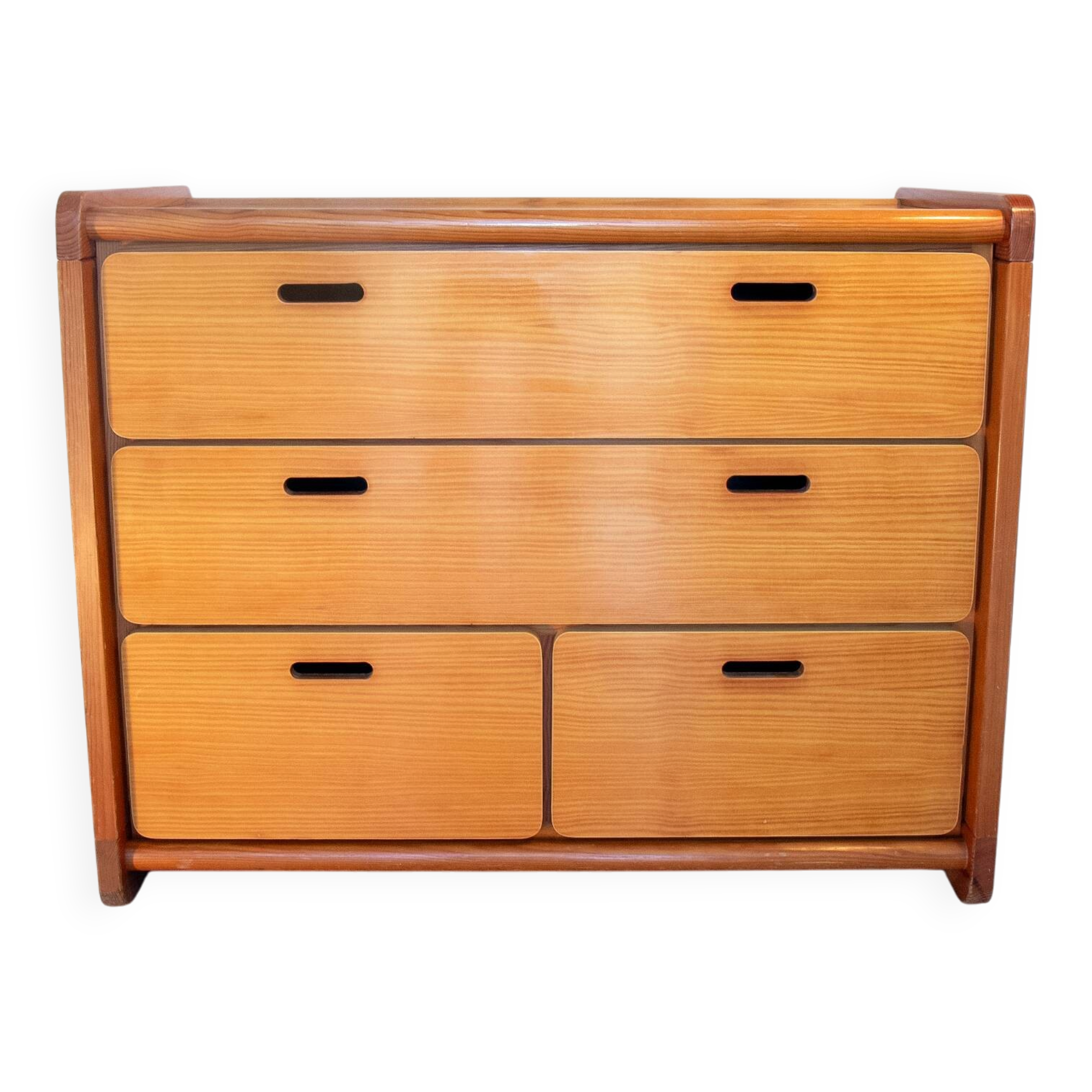 Commode pin massif, brutalisme,1980
