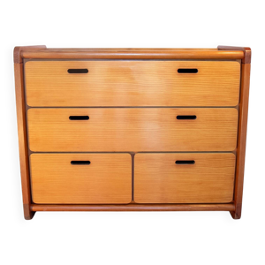 Commode pin massif, brutalisme,1980