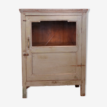 Old cabinet in original grey-blue patina Burmese teak