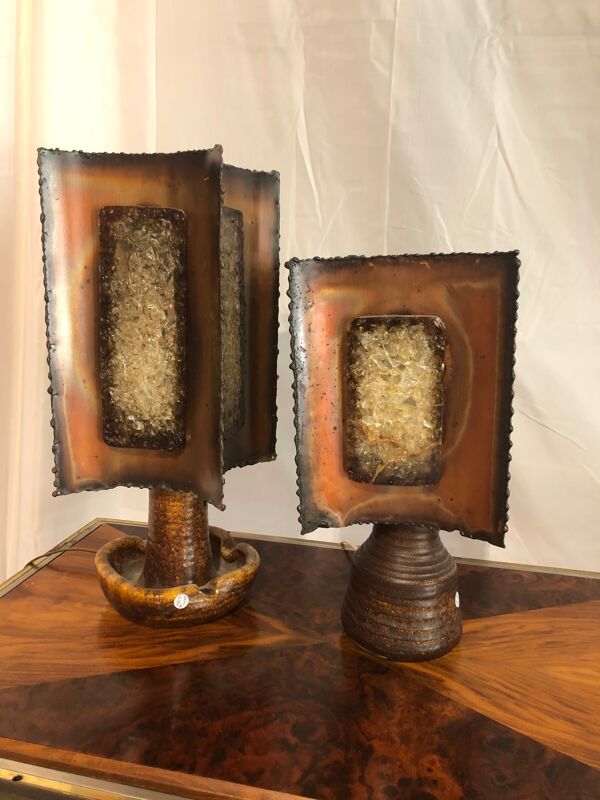 Lampe en céramique et résine signée Accolay