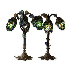 paire de lampes de table - verre murano