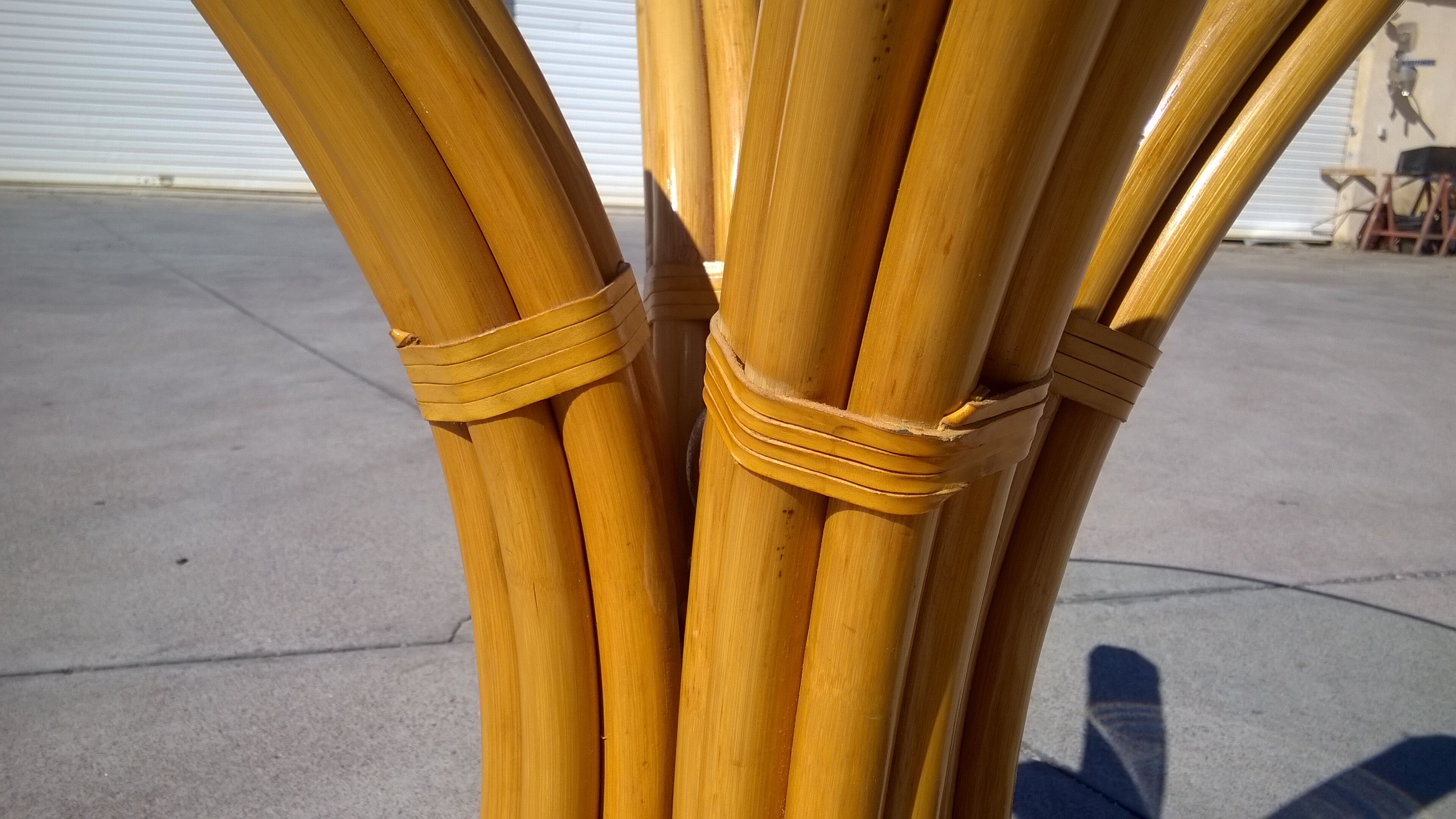 Bamboo and glass dining table