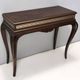 Vintage Rectangular Solid Walnut Console Table with Engraved Mirror Motif, Italy