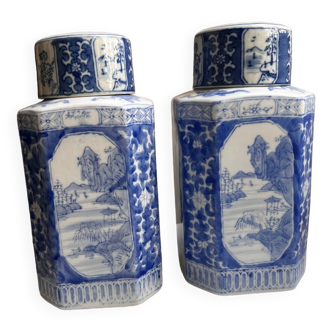 Paire de pots à thé ou pots à gingembre