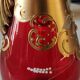 Vase/Ewer in blown Murano Art Glass/Trefuochi model, in ruby red & gold colours