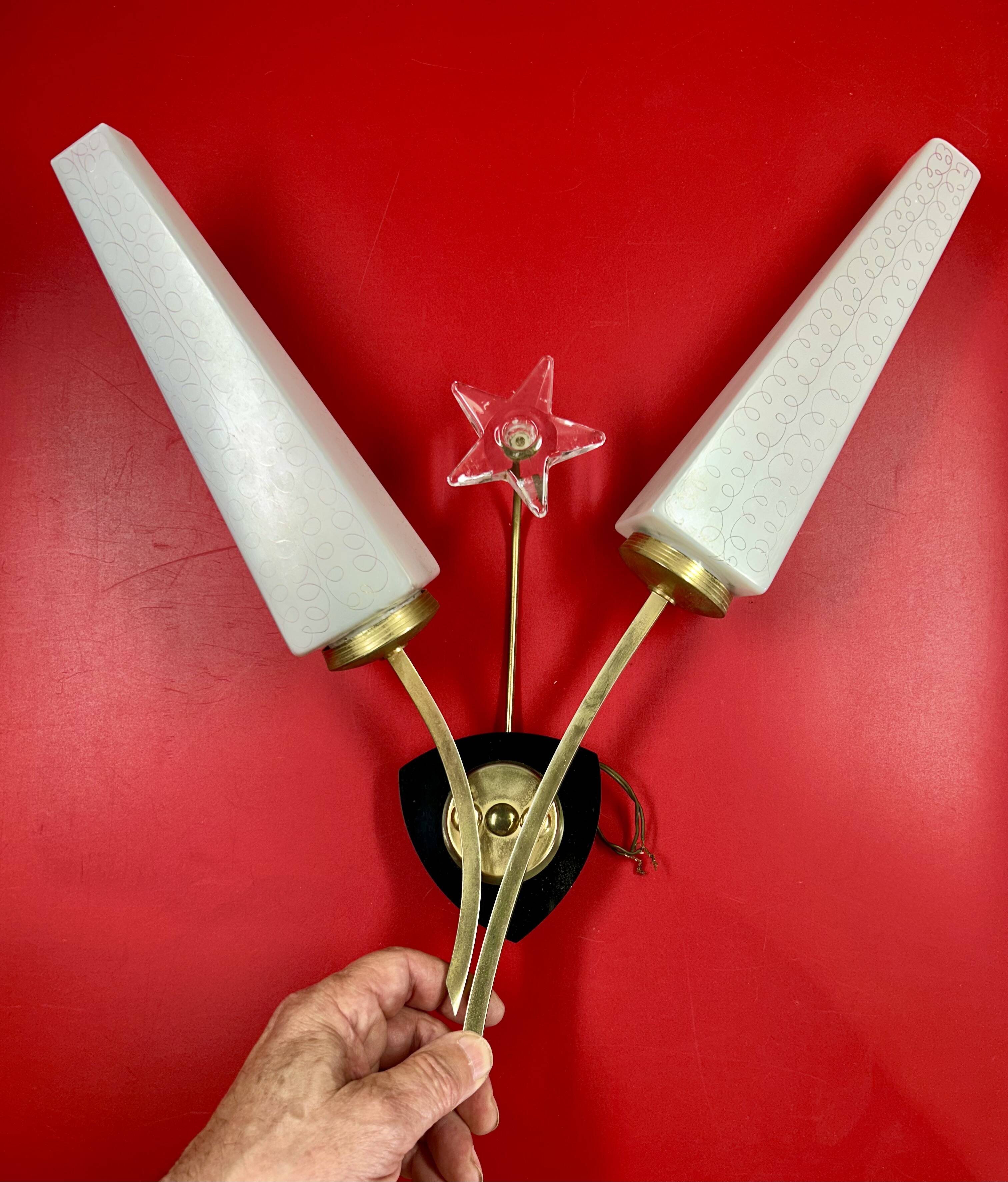 Large Pair of Vintage 70s Wall Lights