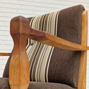 1970s, Danish design, oak wood armchair in furniture wool.