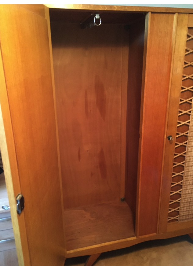 Wooden cabinet and rattan 60s