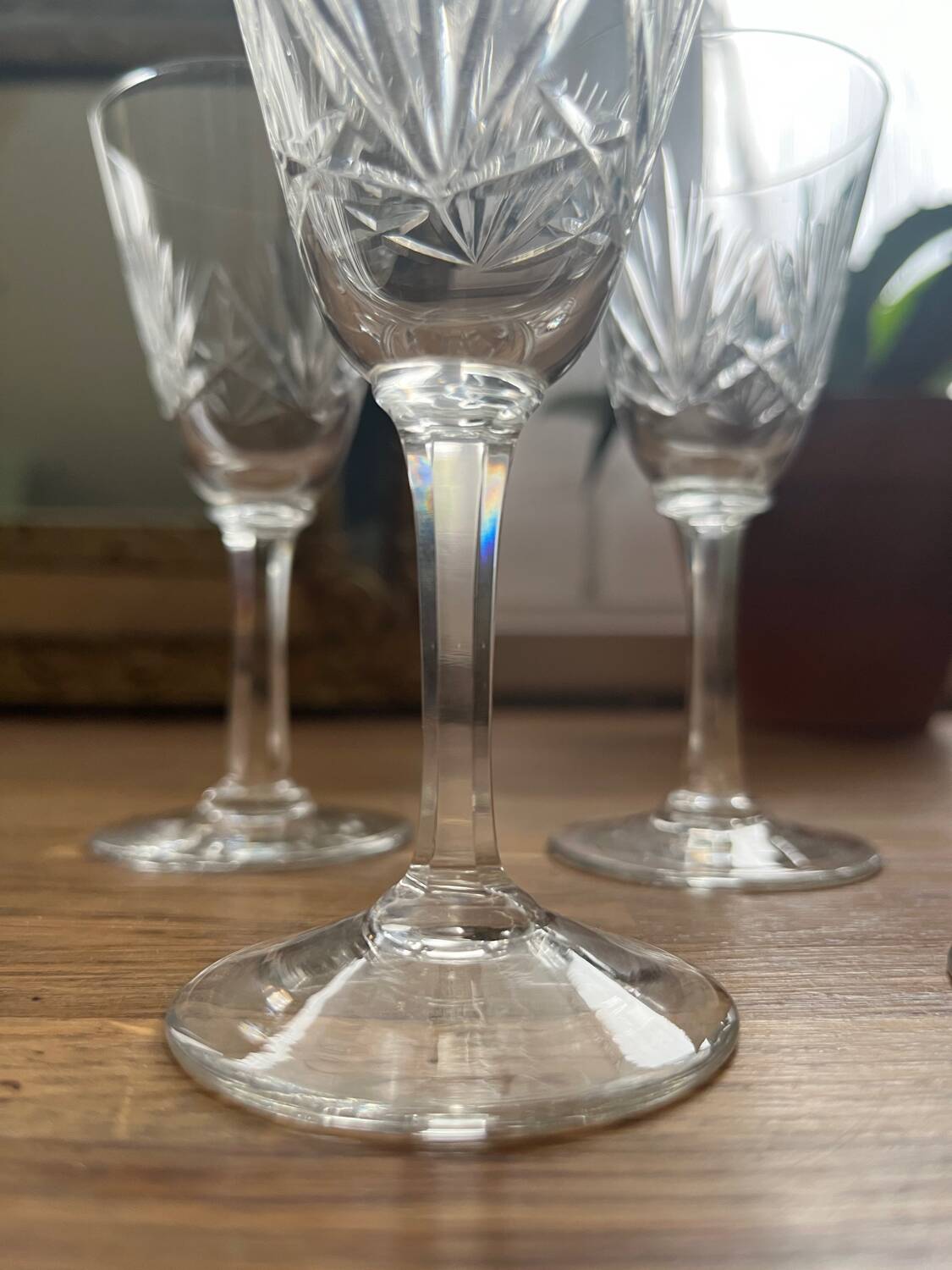 Cut crystal liqueur glasses