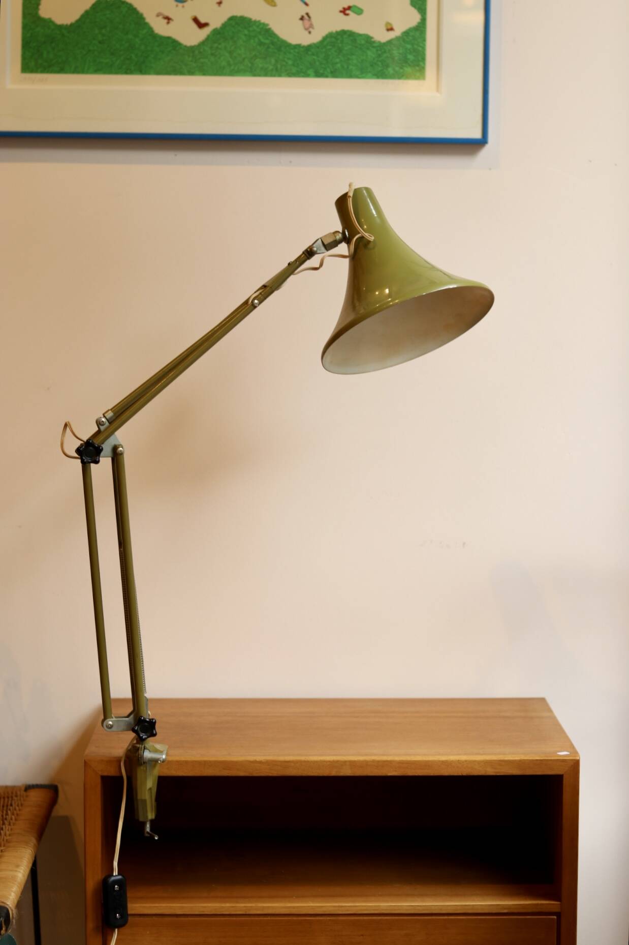 Olive green workshop lamp 1960