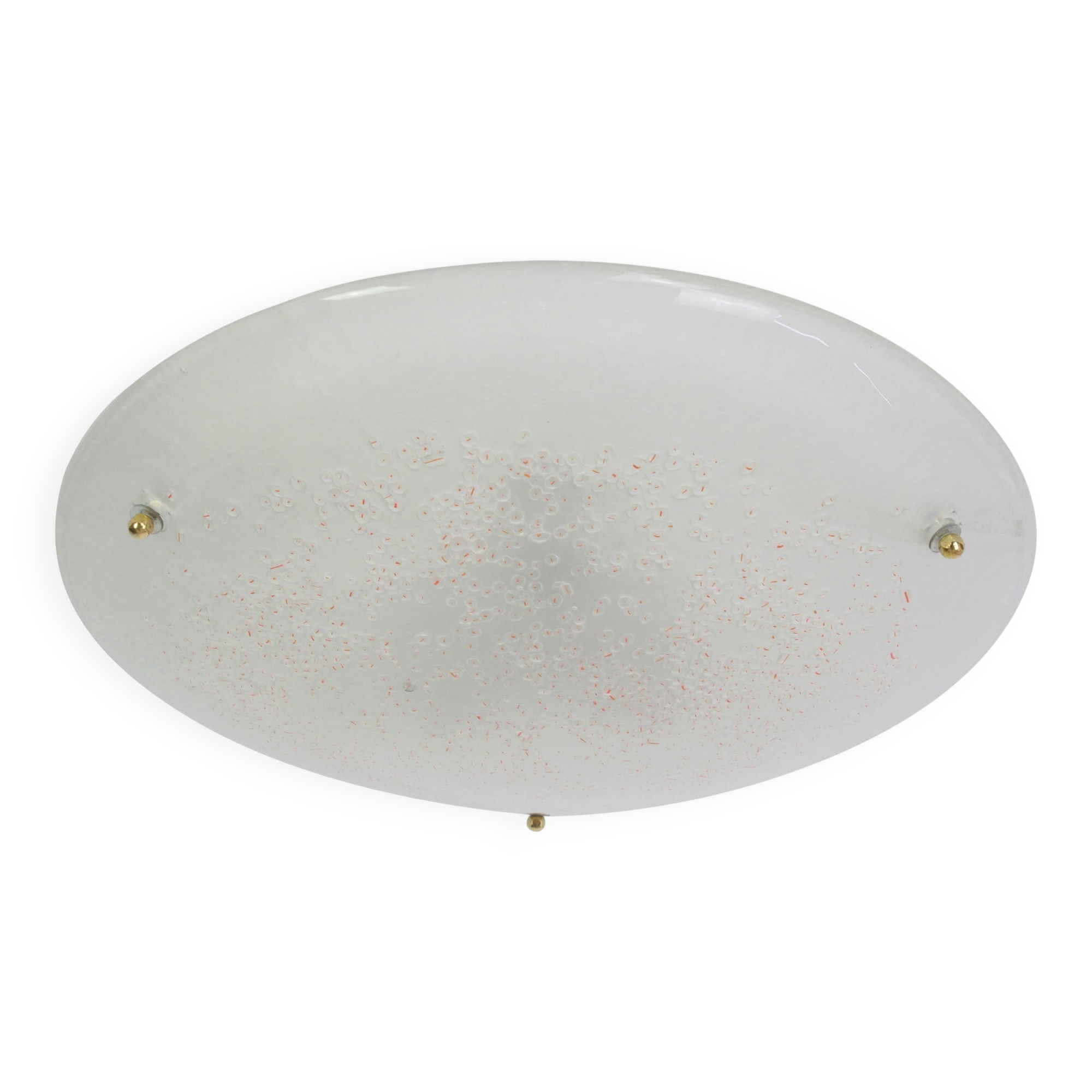 Plafonnier rond en verre Murano par Hillebrand, Allemagne, années 1970