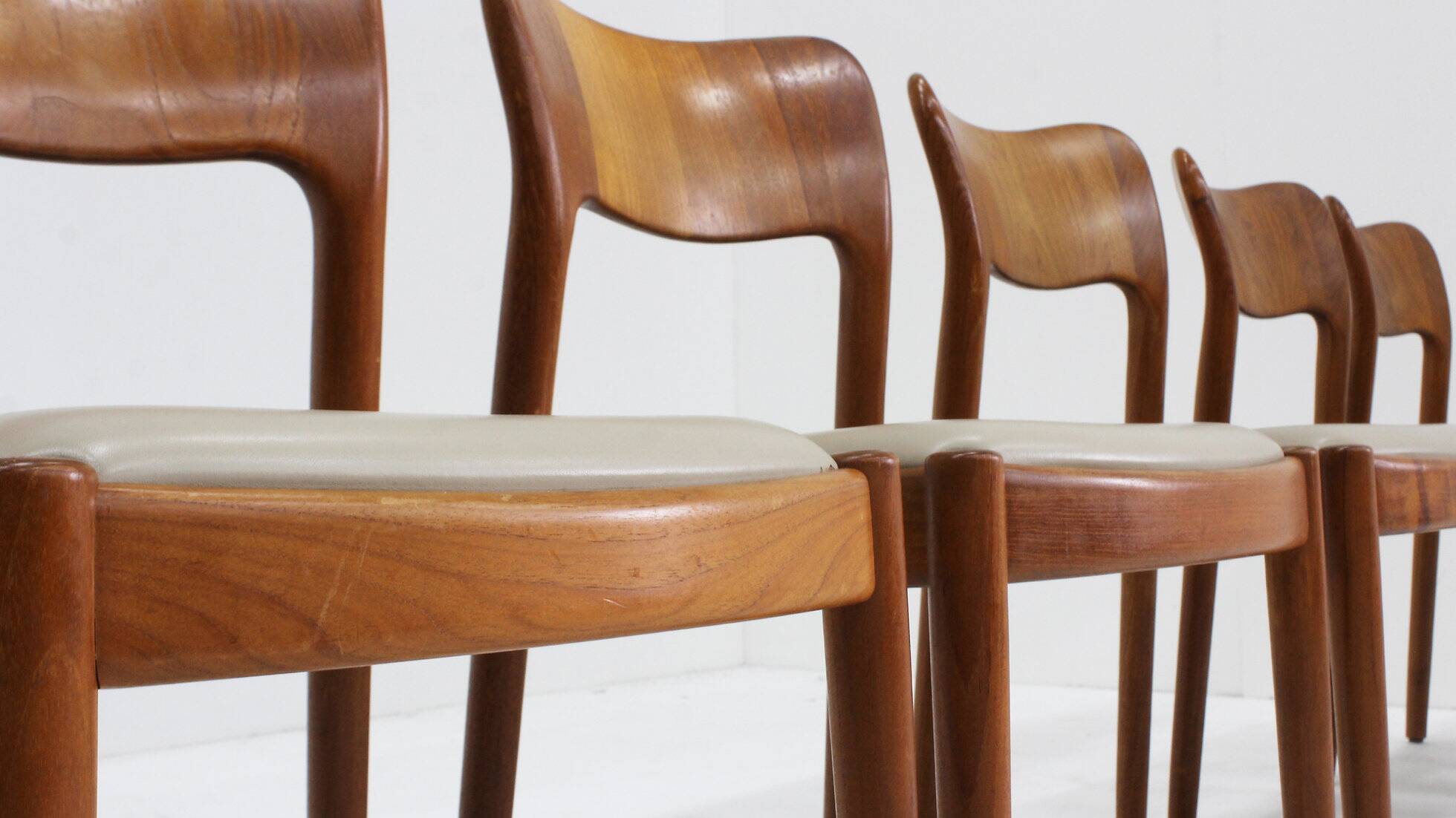 Set of 6 vintage Danish dining chairs by Niels Koefoed, 1960s, teak
