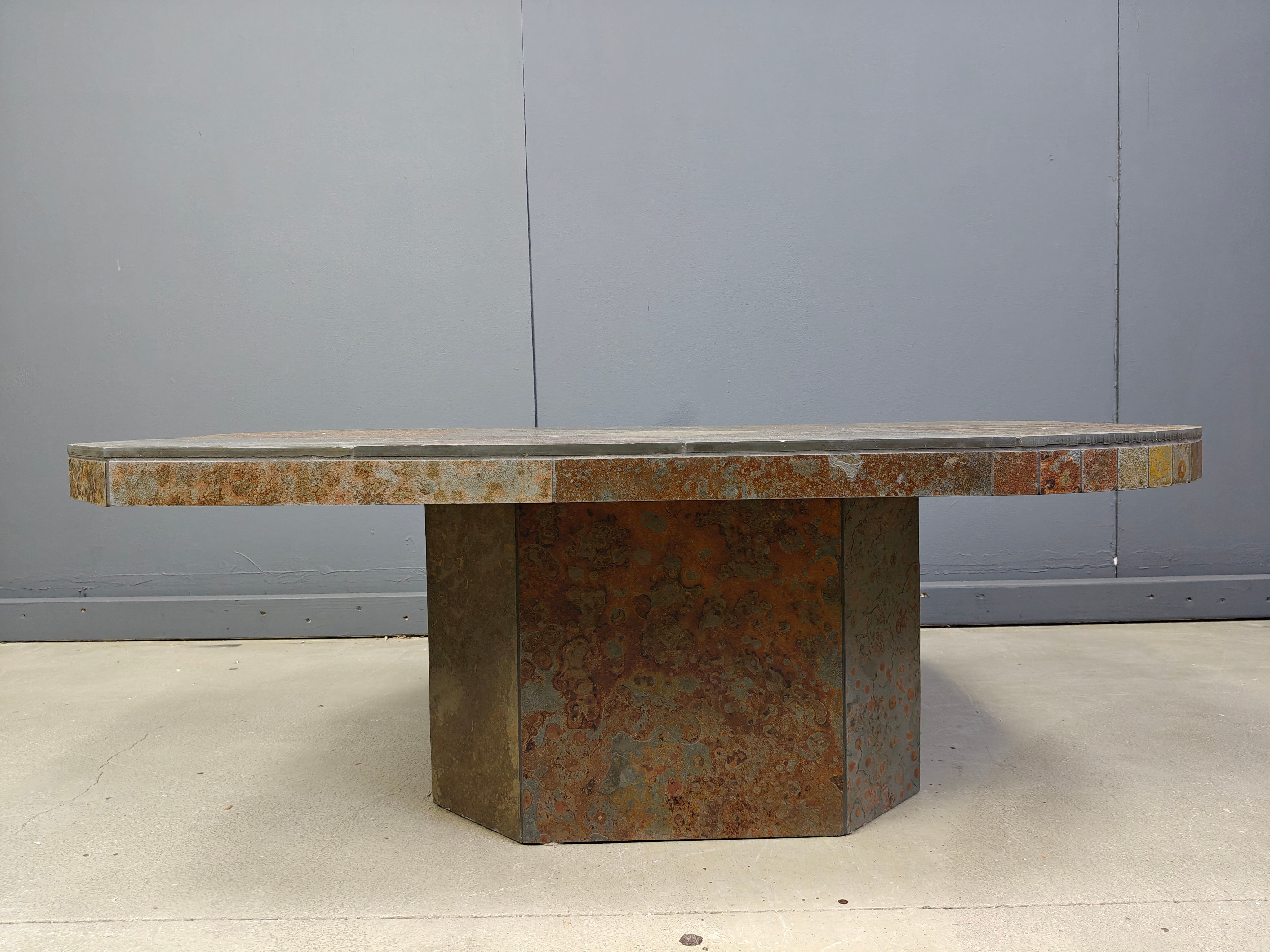Brutalist slate stone coffee table, 1980s