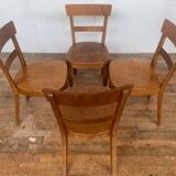 Set of 4 curved wood bistro chairs