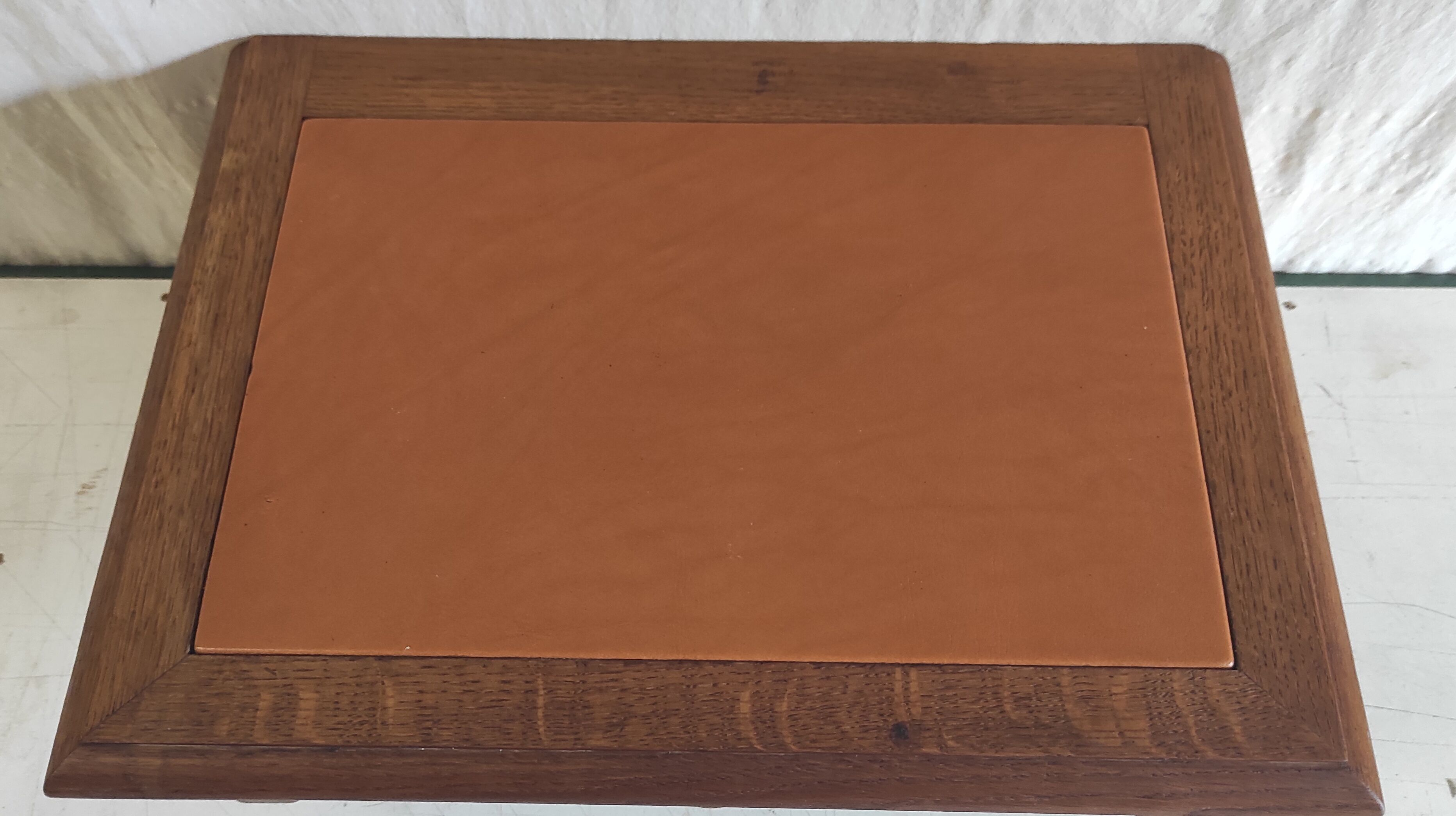 Wall-mounted writing desk in solid oak - mid 20th century.