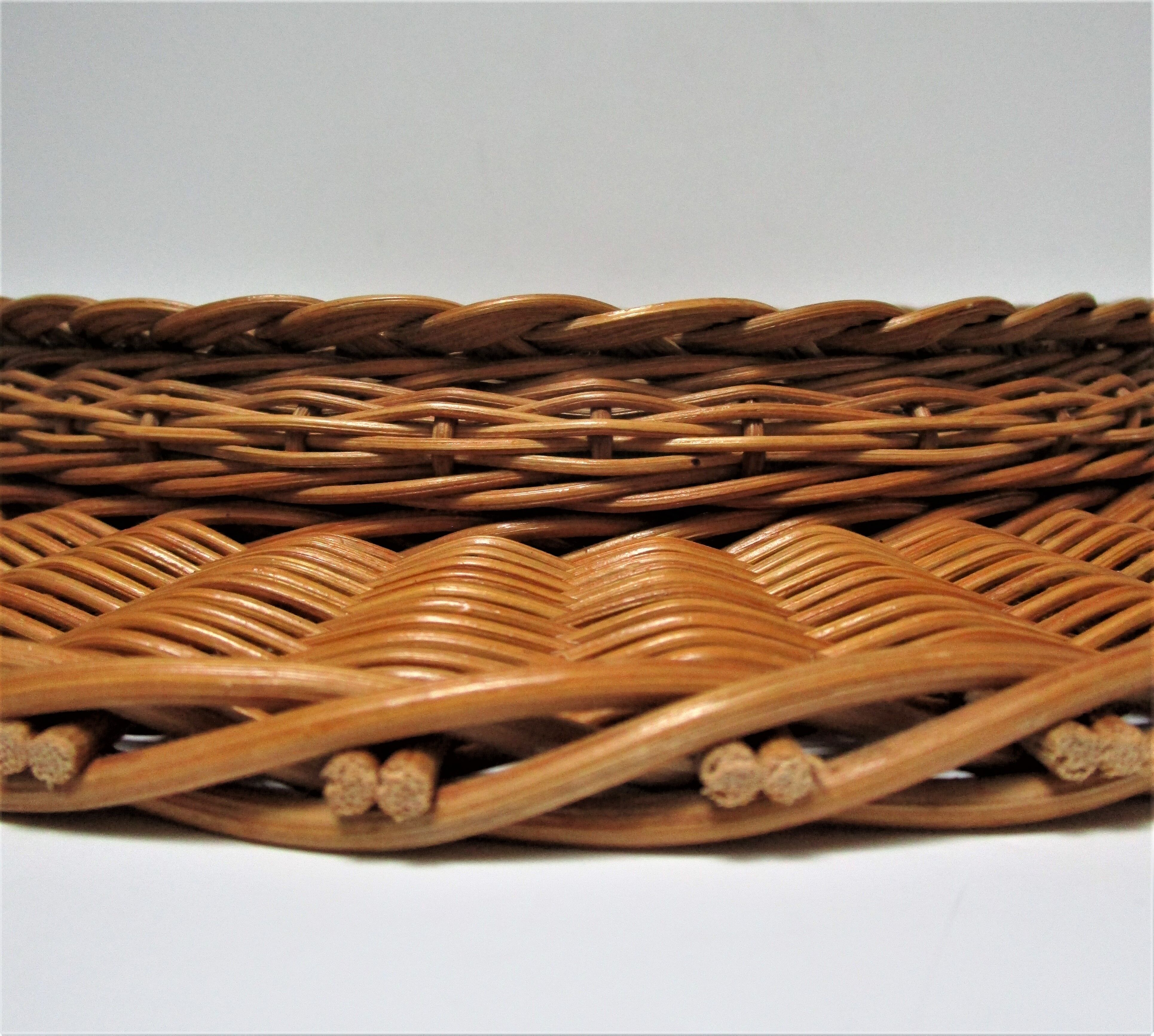 Vintage woven rattan marrow round mirror 1960