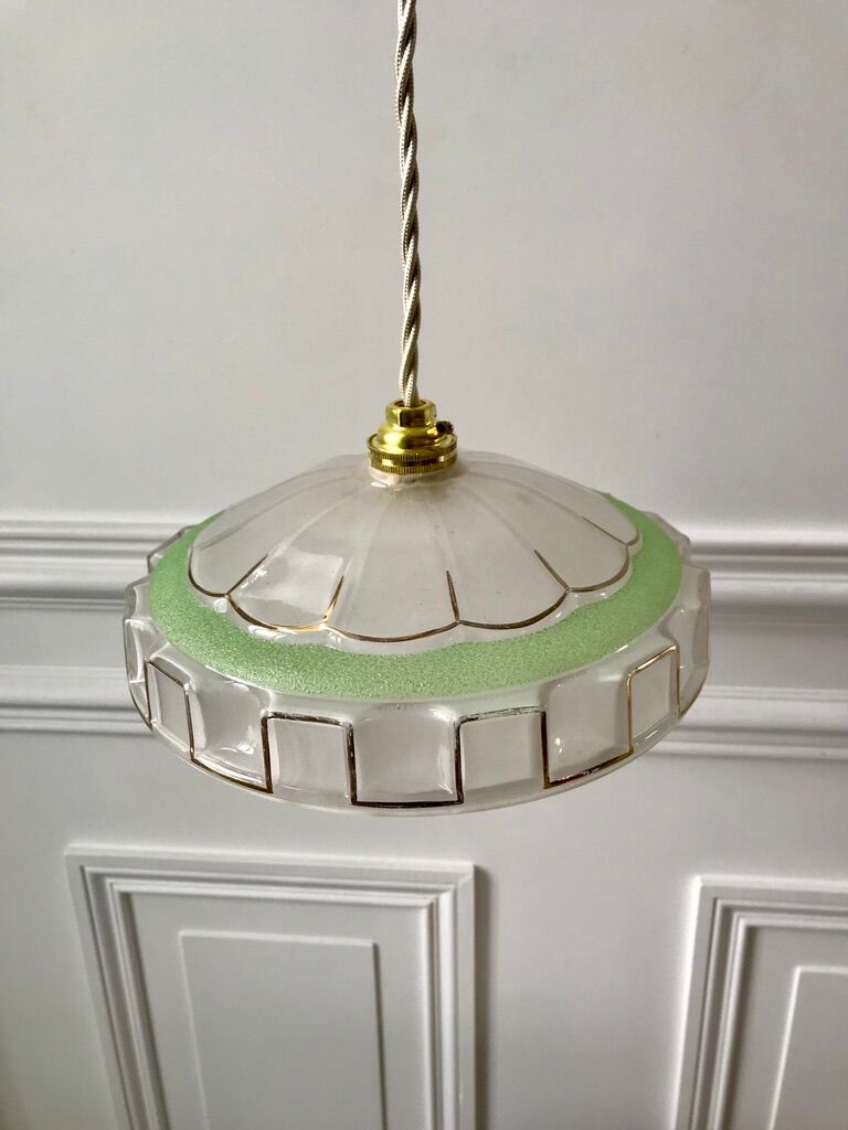 Pair of green granite glass suspensions 50-60s