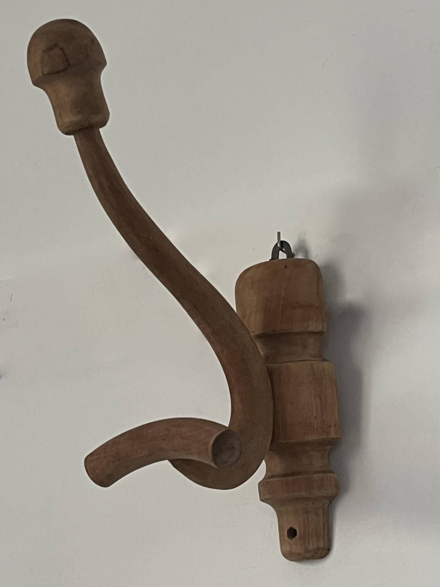 Curved wooden double wall hook