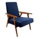 Vintage loft armchair 1970s navy blue velvet - 2 pieces available