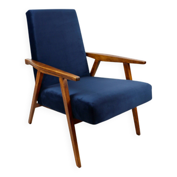 Vintage loft armchair 1970s navy blue velvet - 2 pieces available