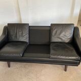 Vintage Danish Mid-Century Georg Thams 3-Seater Sofa in Black Leather, 1960