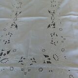 Old embroidered tablecloth open