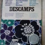 Nappe et serviettes  à fleurs bleues et vertes années 70 vintage marque descamps