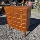 Scandinavian curved teak commode, Kai Kristiansen, 1960