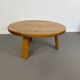Round Oak Brutalist Round Coffee Table