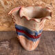 Vintage Beige Glazed Terracotta Vase with Relief Flower Decoration