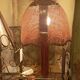 Vintage rattan and chrome metal lamp – 1970s/1980s
