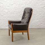 G-Möbel Chocolate Brown Leather Scandinavian Lounge Chair, Sweden, 1960s.