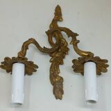 Pair of Louis XV style two-light bronze wall sconces