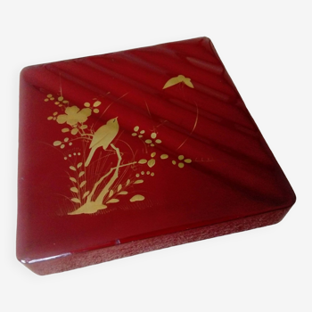 Coffret / Boîte en bois laqué rouge ,décor doré.Chine,Japon ?