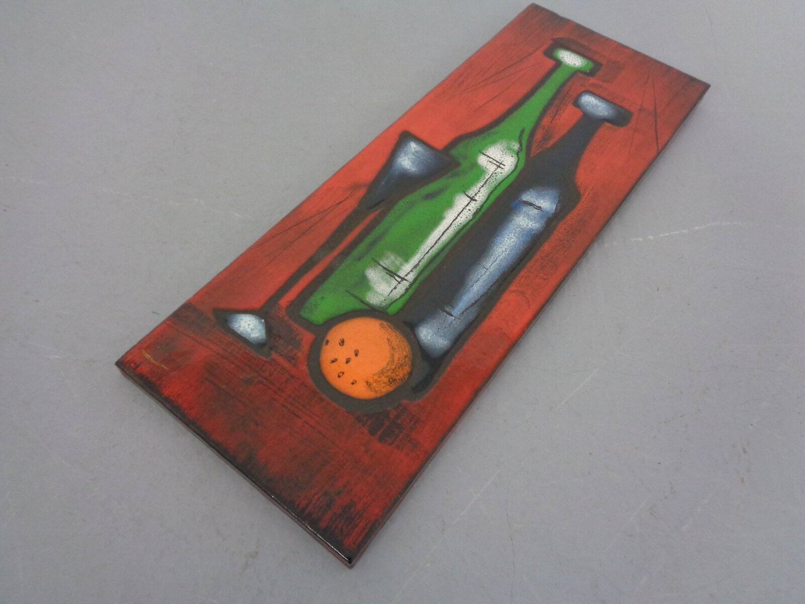 Mid-Century Glazed Studio Ceramic Wall Plaque, 1960s