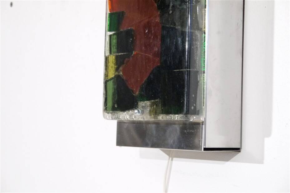 Large 1970 wall lamp in resin and glass