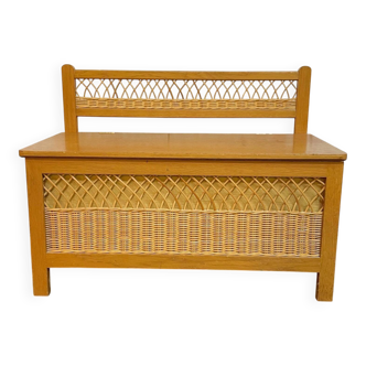 Vintage 1960s rattan toy chest
