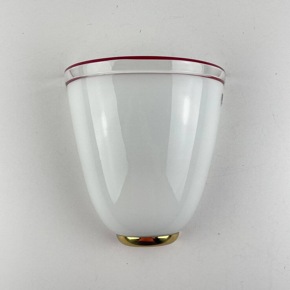 White and Red Murano Wall Light by Itre, Italy, 1980s