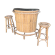 Rattan and bamboo bar & his 2 stools vintage 1950