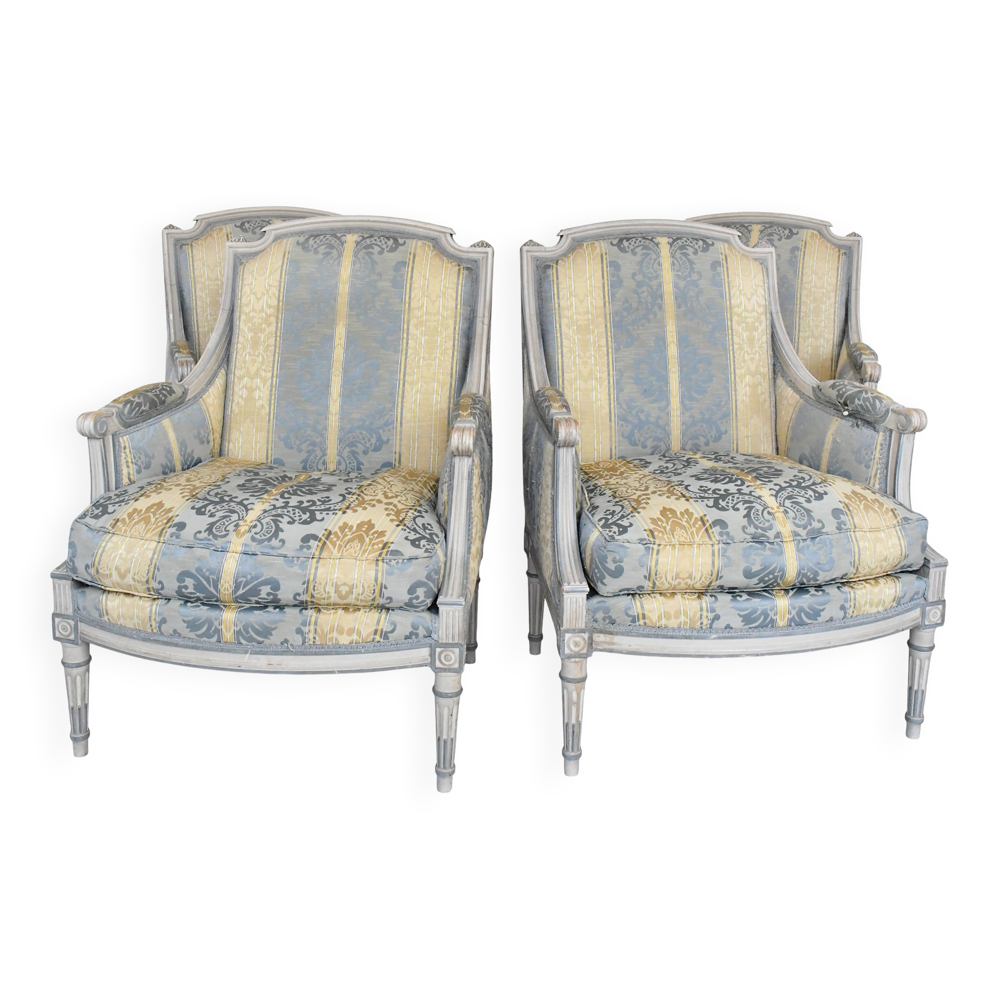 Set of 4 Louis XVI style bergère armchairs